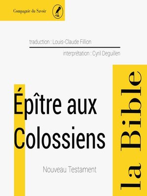 cover image of Épître aux Colossiens